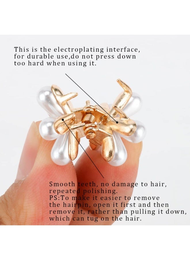 LYNLYN 10PCS Mini Pearl Flower Hair Claw Clips, Gold Metal Hair Clips Set, Sweet Daisy Decorative Barrettes for Women, Brides, and Wedding Accessories - Image 3